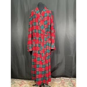 Vintage 50's Pendleton Men's Plaid Wool Bathrobe, Red, Black and Green X Large